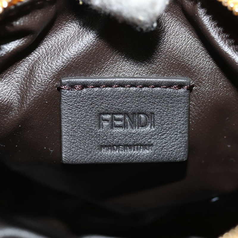 【日本直送】FENDI Zucca帆布FF壓花尼龍黃色金色正品手拿包 150880M-8