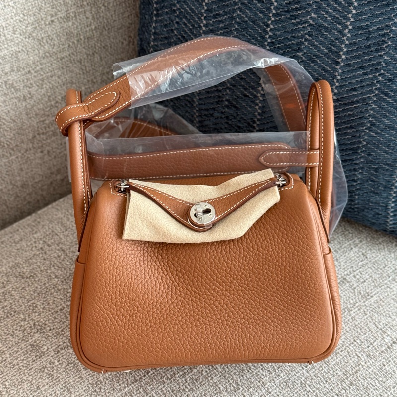 Hermes Mini Lindy 37 Gold 金棕色 Tc皮 銀釦 K刻-0