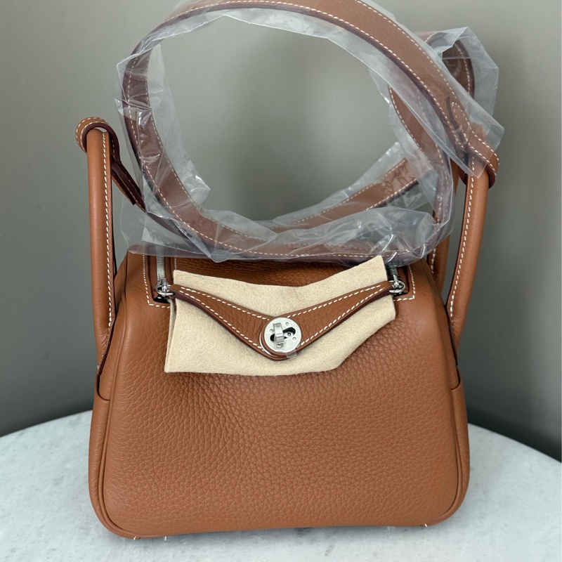 Hermes Mini Lindy 37 Gold 金棕色 Tc皮 銀釦 K刻-4