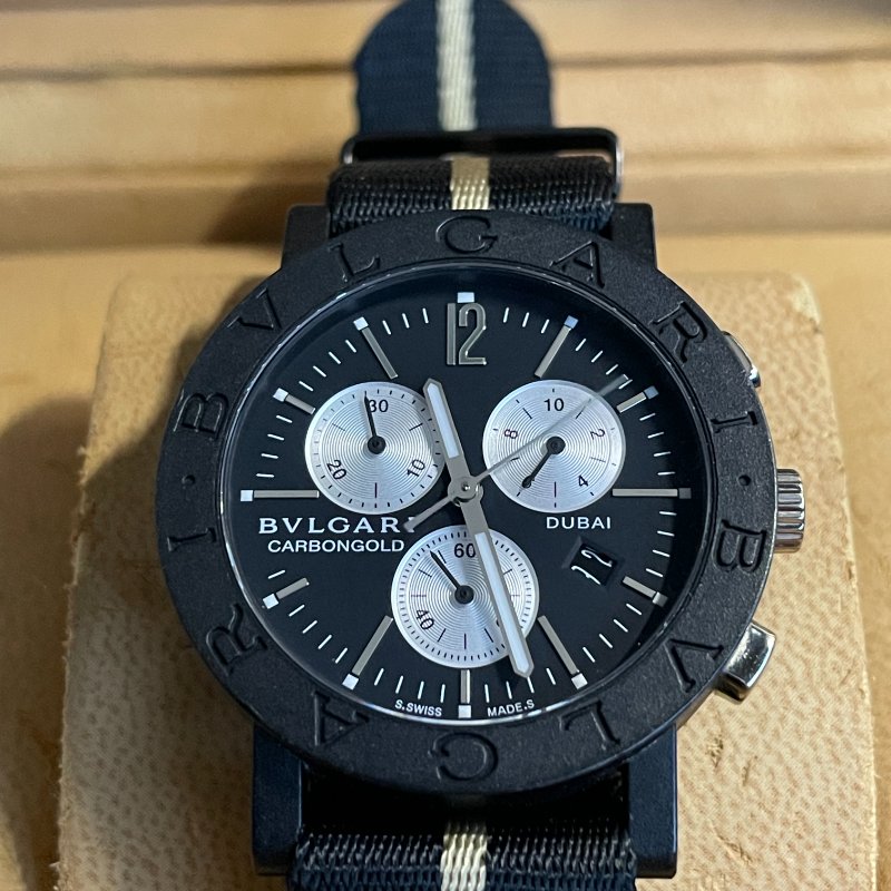 BVLGARI 寶格麗黑色碳纖維限量999支 城市紀念錶-0