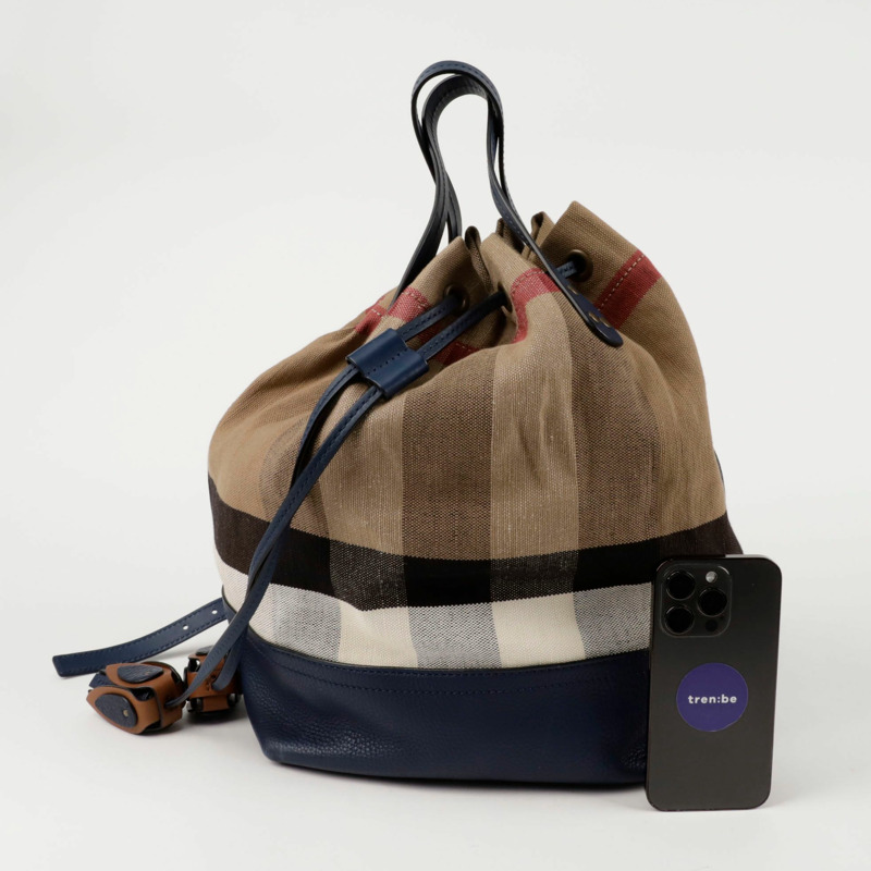 BURBERRY 格紋 Heston 水桶單肩包 4053324-9