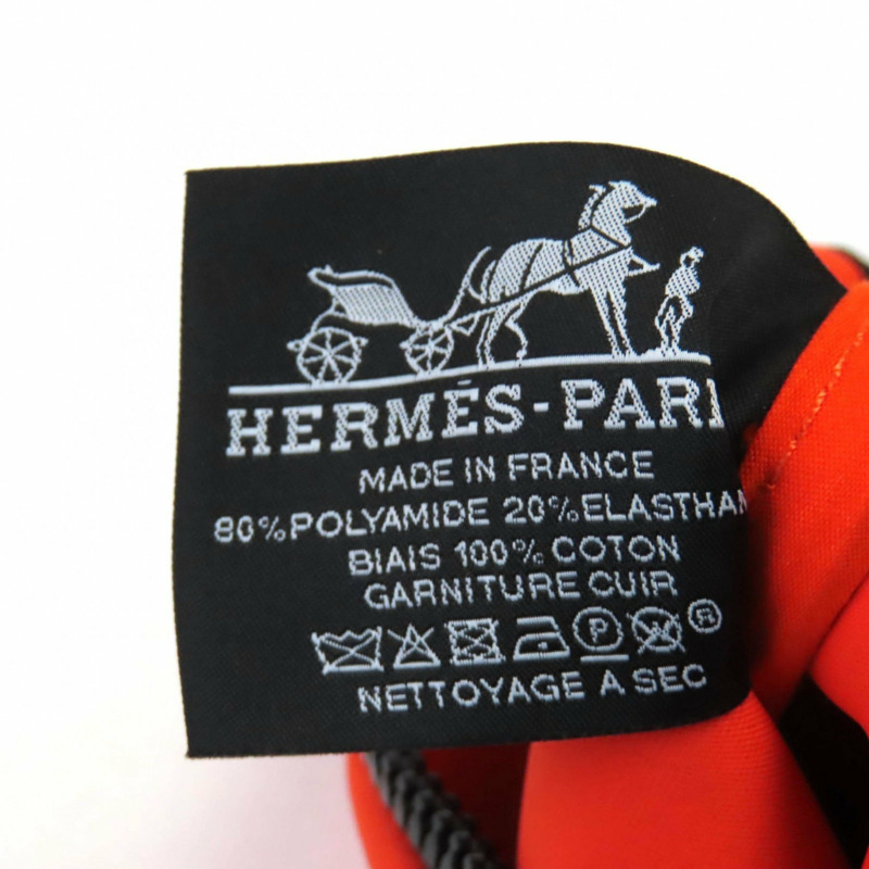 愛馬仕 Neobain Zen Au Soleil PM 標誌鏤空皮革拉鍊手拿包,橙色,法國製造-8