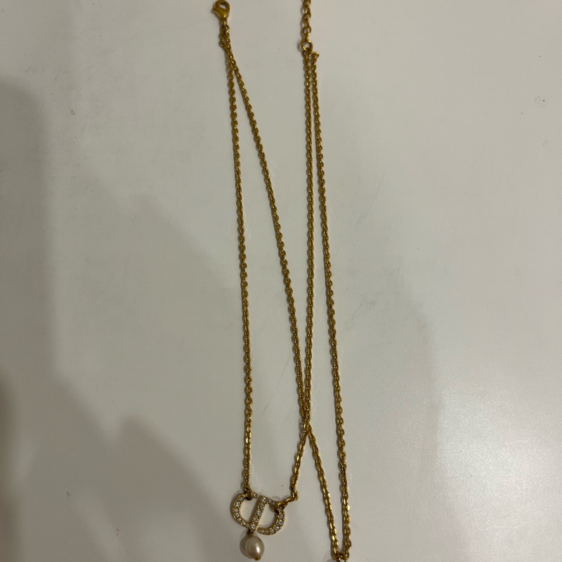 迪奧 Dior項鍊 珍珠項鍊 雙鍊 金色-1