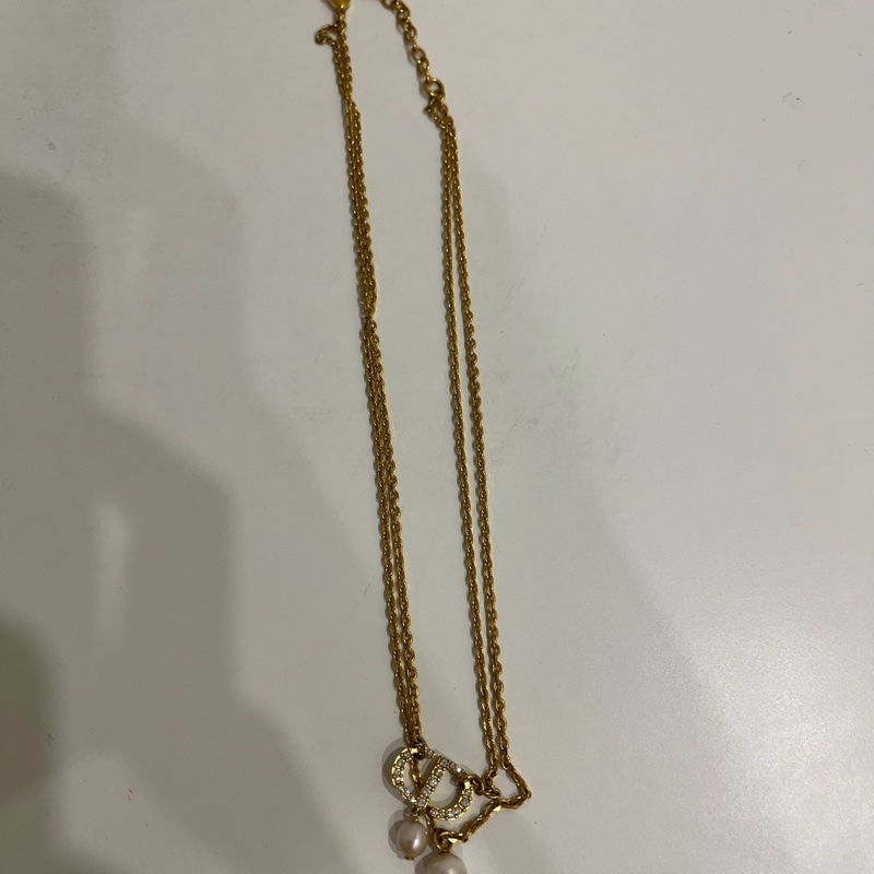 迪奧 Dior項鍊 珍珠項鍊 雙鍊 金色-2