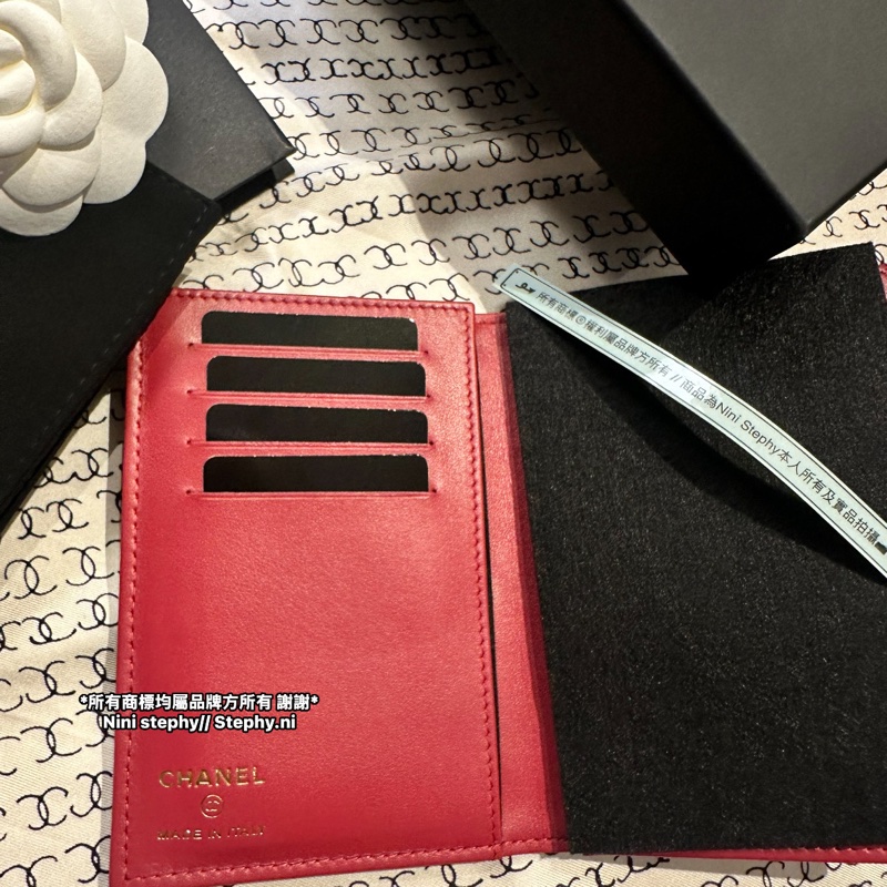 甜售!全新全配_ Chanel香奈兒_ 皮穿鏈logo菱格護照夾-7
