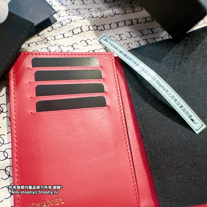 甜售!全新全配_ Chanel香奈兒_ 皮穿鏈logo菱格護照夾-8