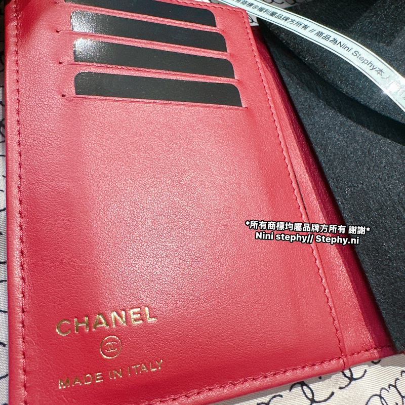 甜售!全新全配_ Chanel香奈兒_ 皮穿鏈logo菱格護照夾-21