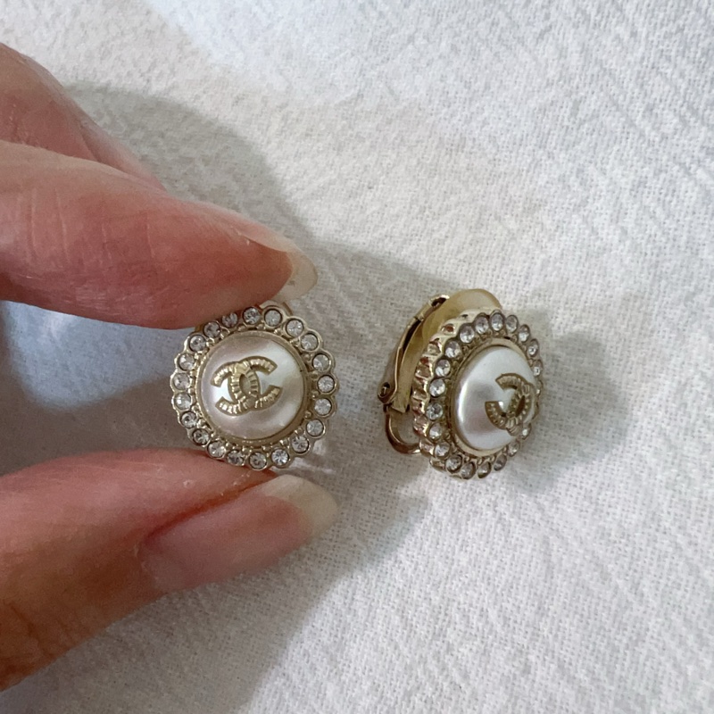 ෆ Chanel珍珠花邊耳環 （耳夾）-5