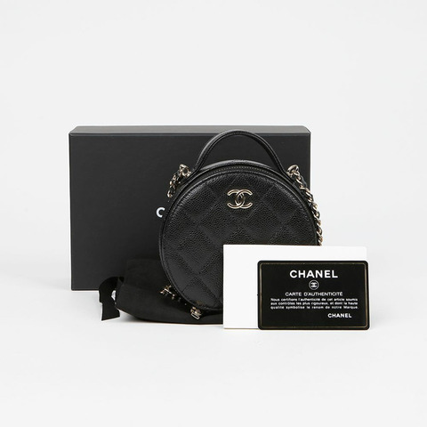 CHANEL AP2502 魚子醬紋圓形手把斜背包