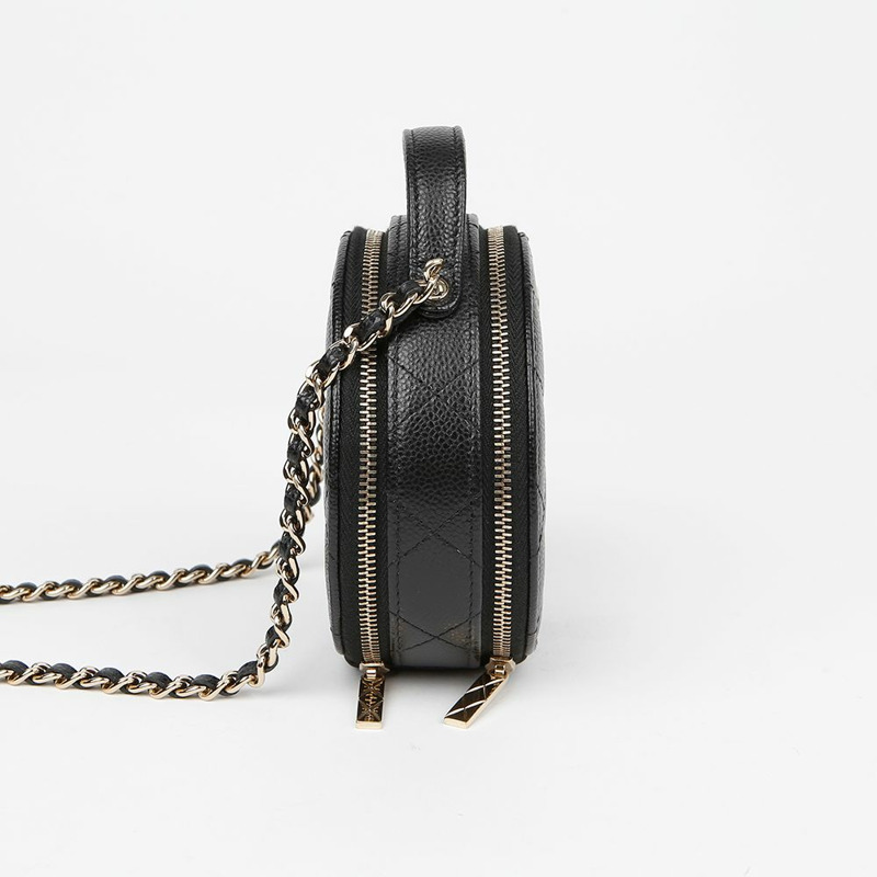 CHANEL AP2502 魚子醬紋圓形手把斜背包-4