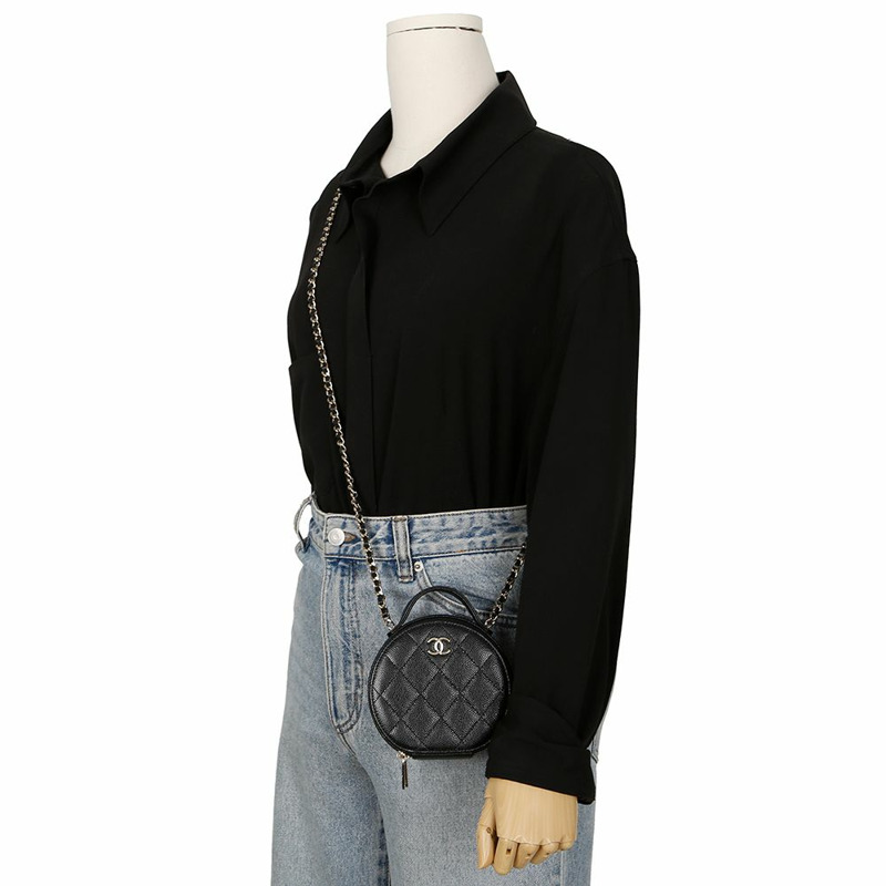 【包稅】CHANEL AP2502 魚子醬紋圓形手把斜背包-9