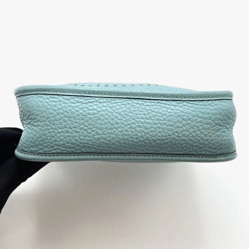 HERMES 湖水綠銀扣伊芙琳mini肩背斜背包17*18*5 98新配件塵袋-3