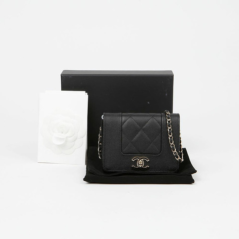 CHANEL AP1783 魚子醬紋小牛皮 Mademoiselle 鏈條皮夾斜背包