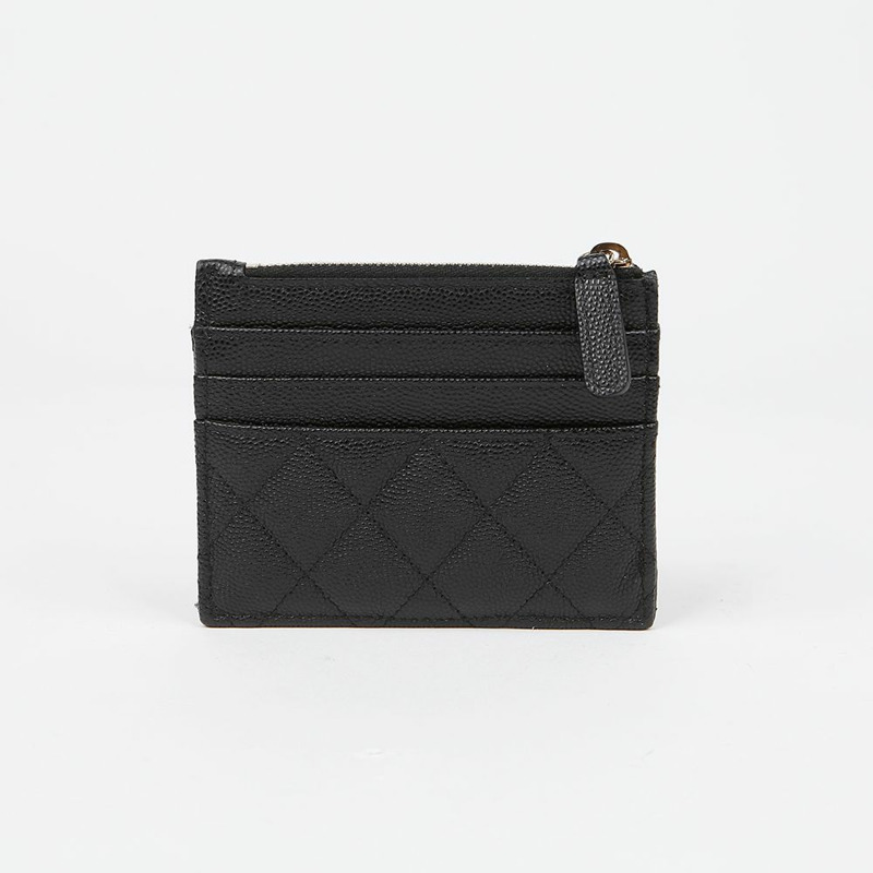 CHANEL Caviar Skin CC Logo Zip Card Holder AP4174-3
