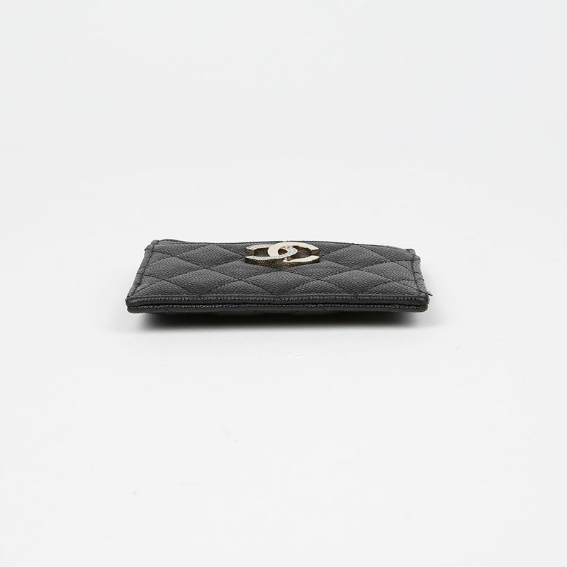 CHANEL Caviar Skin CC Logo Zip Card Holder AP4174-5
