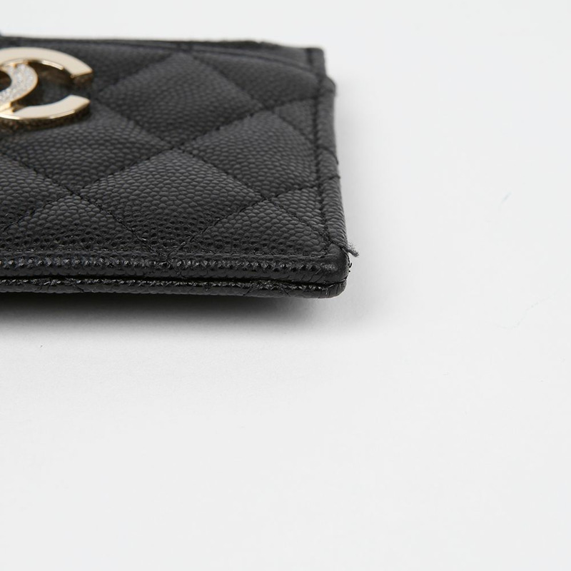 CHANEL Caviar Skin CC Logo Zip Card Holder AP4174-6