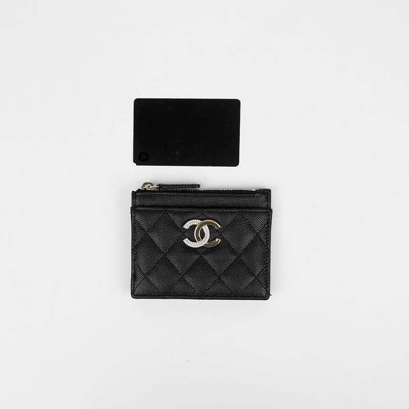 CHANEL Caviar Skin CC Logo Zip Card Holder AP4174-11