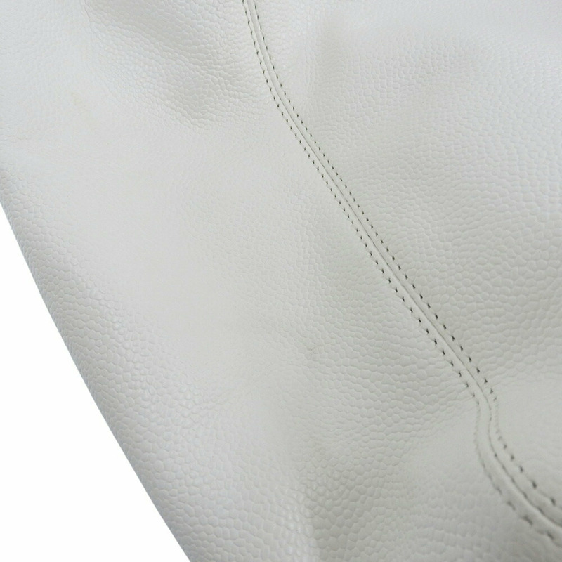 香奈兒 5 號托特包，手提包，木質手柄，魚子醬皮，白色-5