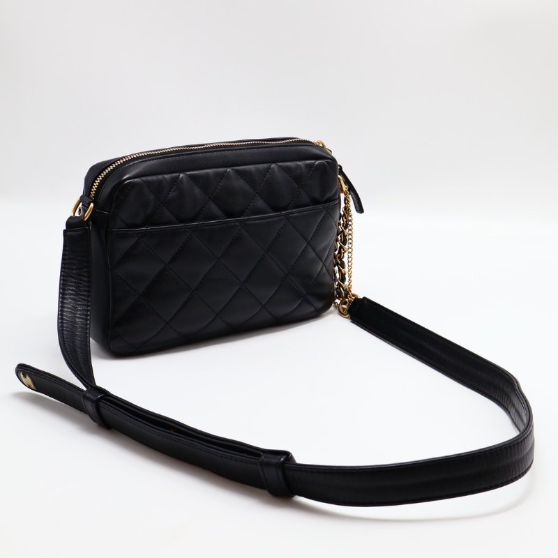 CHANEL 雙口袋炸藥包 - 小號黑金-3