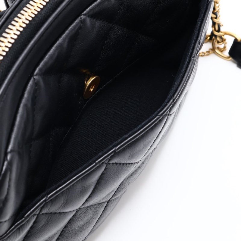 CHANEL 雙口袋炸藥包 - 小號黑金-5