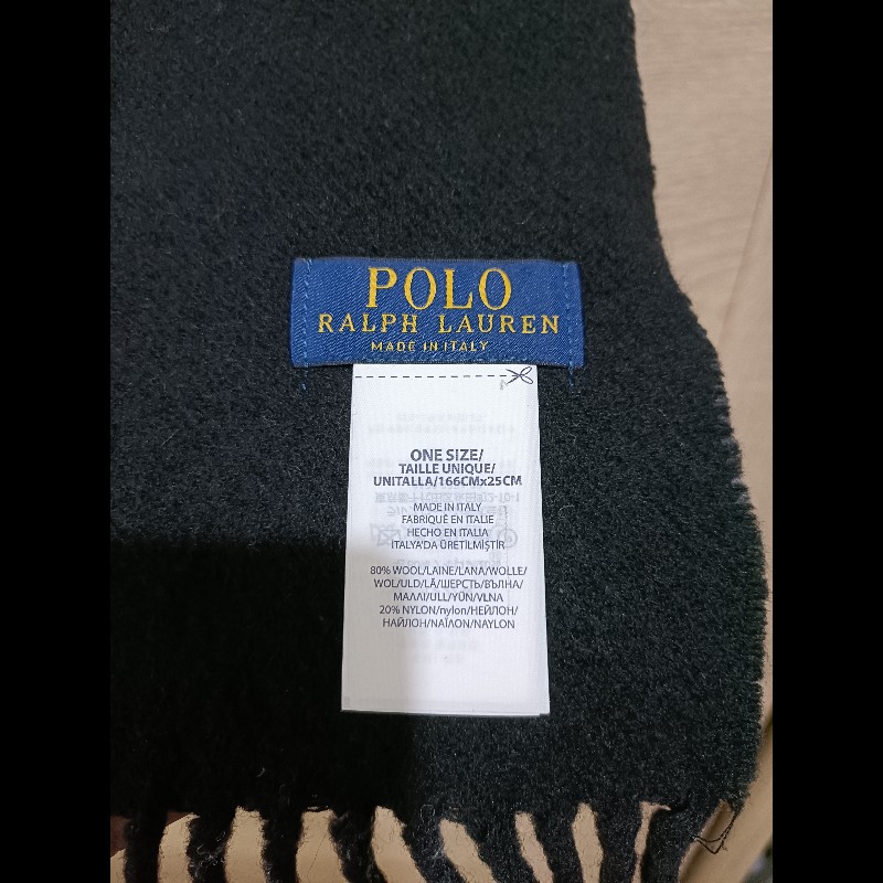 Polo Ralph Lauren RL 黑灰 大格子 羊毛 圍巾-5