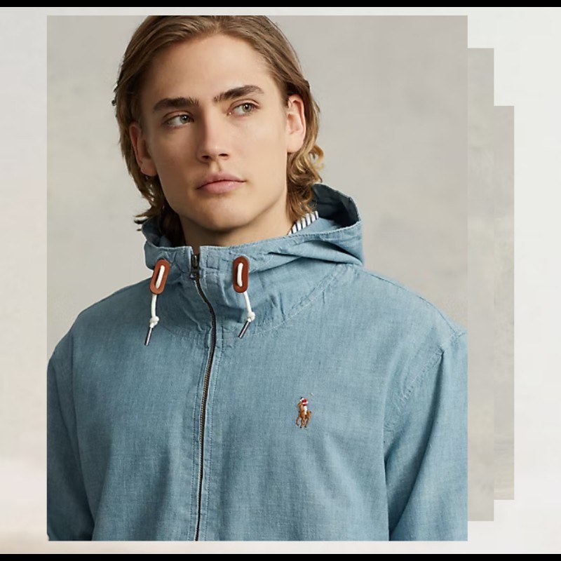 Polo Ralph Lauren RL 淺色 丹寧 牛仔 連帽外套 男L-2