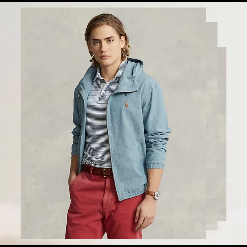 Polo Ralph Lauren RL 淺色 丹寧 牛仔 連帽外套 男L-3