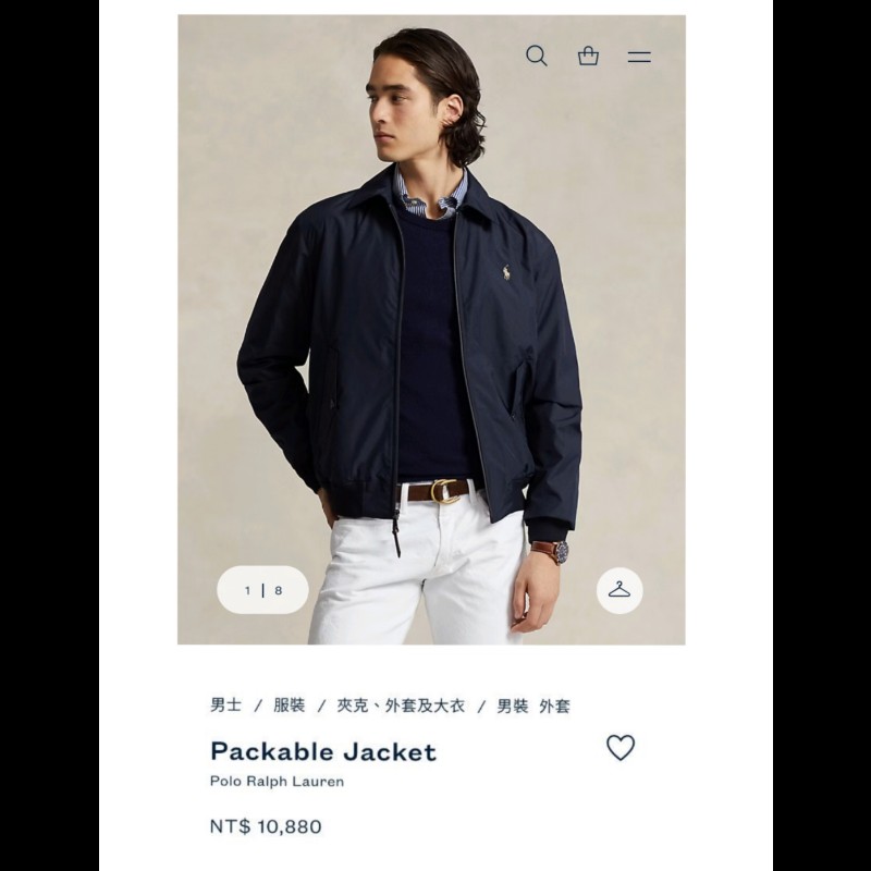 Polo Ralph Lauren RL 深藍 可收納 防風 防潑水 布勞森外套 男L-2