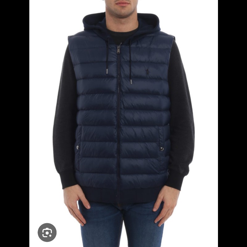 Polo Ralph Lauren RL 深藍 連帽 羽絨背心 絎縫背心 男M-3