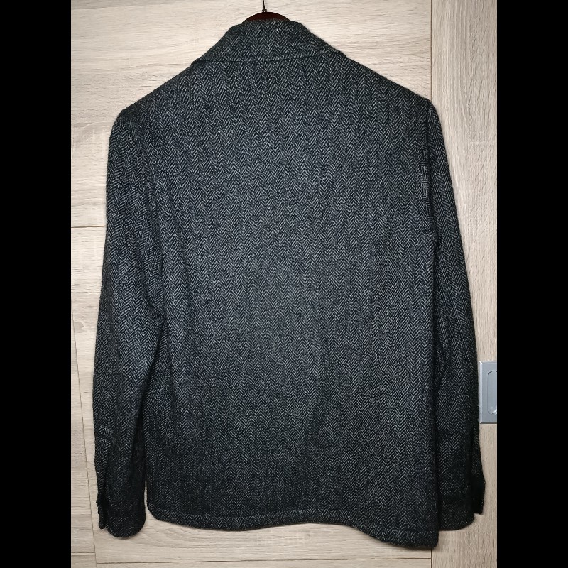 Polo Ralph Lauren 深灰 羊毛 羊駝毛 粗毛呢 人字紋 寬鬆 西裝外套 38R-1