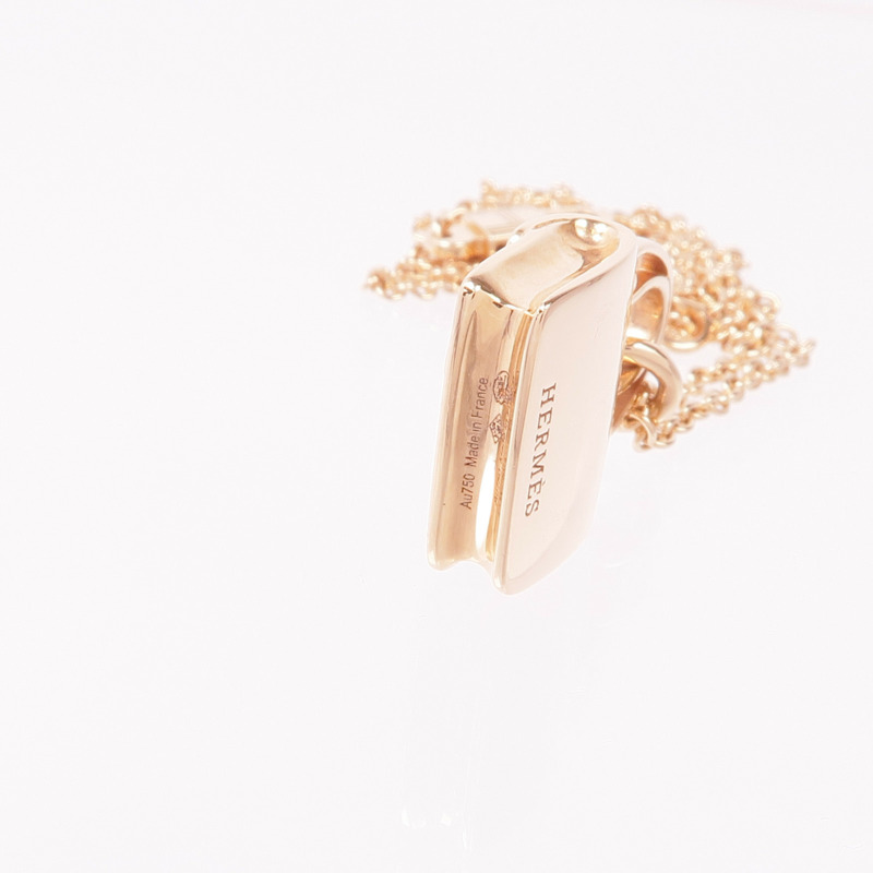 HERMES 18K玫瑰金Amulettes Constance Pendant鑽石項鍊-5