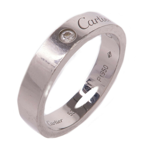 CARTIER PT950鉑金C de Cartier Wedding Band鑽石戒指Cartier#53/US#6.5