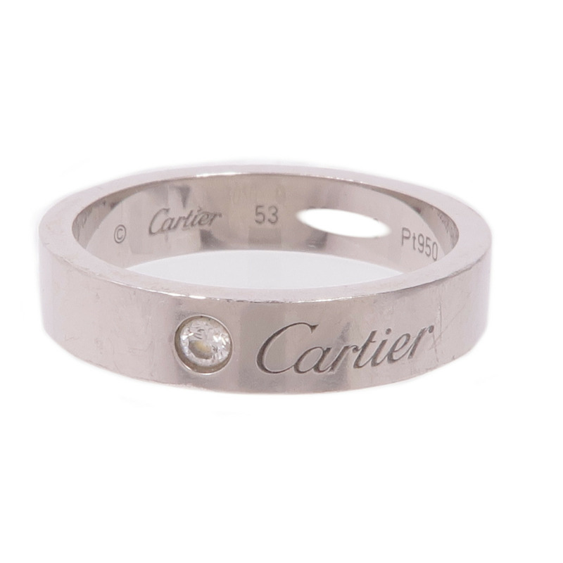 CARTIER PT950鉑金C de Cartier Wedding Band鑽石戒指Cartier#53/US#6.5-1