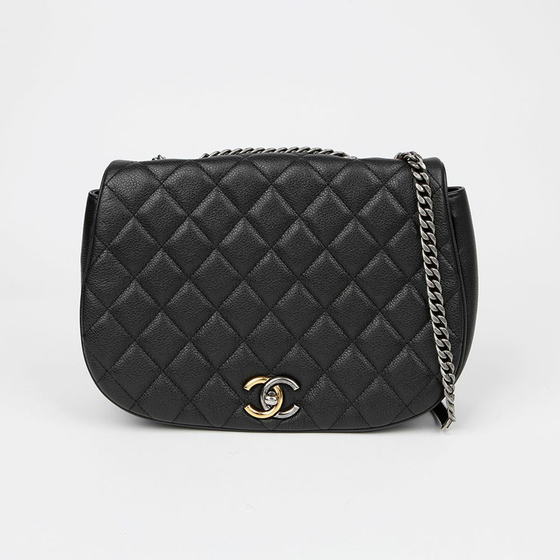 CHANEL 魚子醬紋理 CC Logo 圓形單肩斜背包 A98552-1