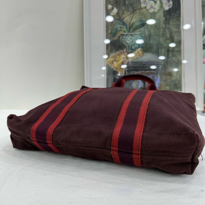 Hermes 愛馬仕 豎版拼色手提帆布包 容量很好很實用，能裝筆記本-2