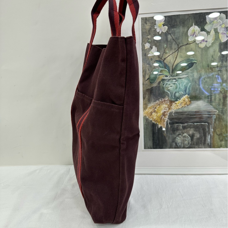 Hermes 愛馬仕 豎版拼色手提帆布包 容量很好很實用，能裝筆記本-4