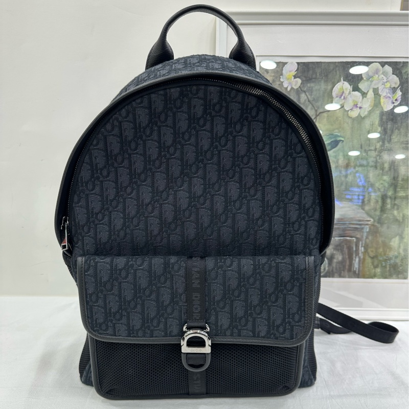 Dior 8 男款雙肩背包 黑色 Oblique印花 24年編碼-0