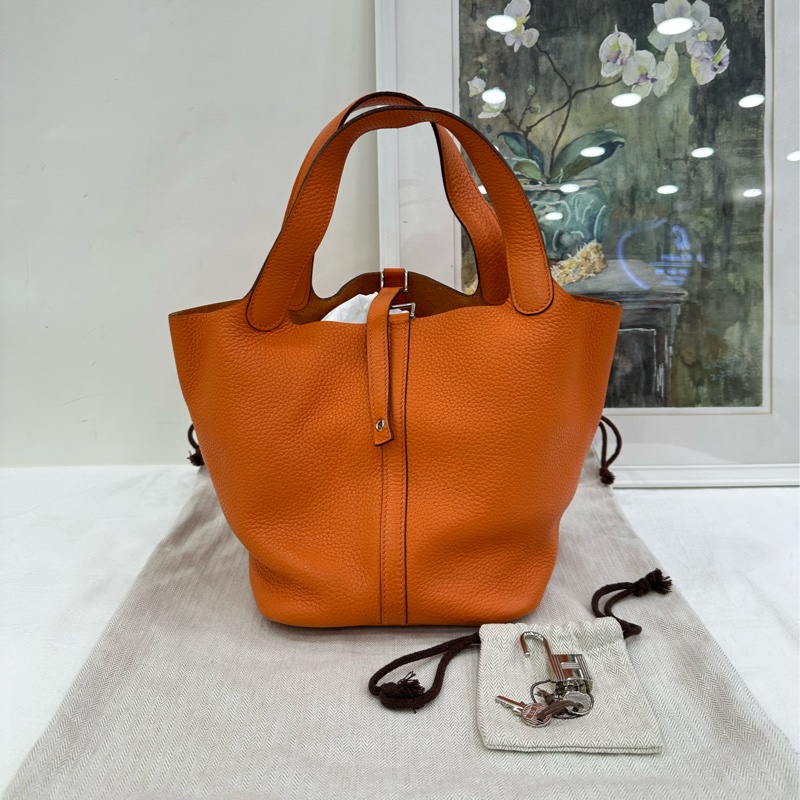 Hermes 愛馬仕 菜籃22 框P 愛馬仕橙 超顯白的顏色-0