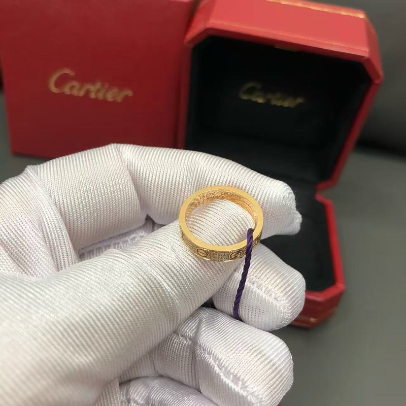 Cartier卡地亞Love滿鑽玫瑰金寬版48號戒指，2017年購入-4