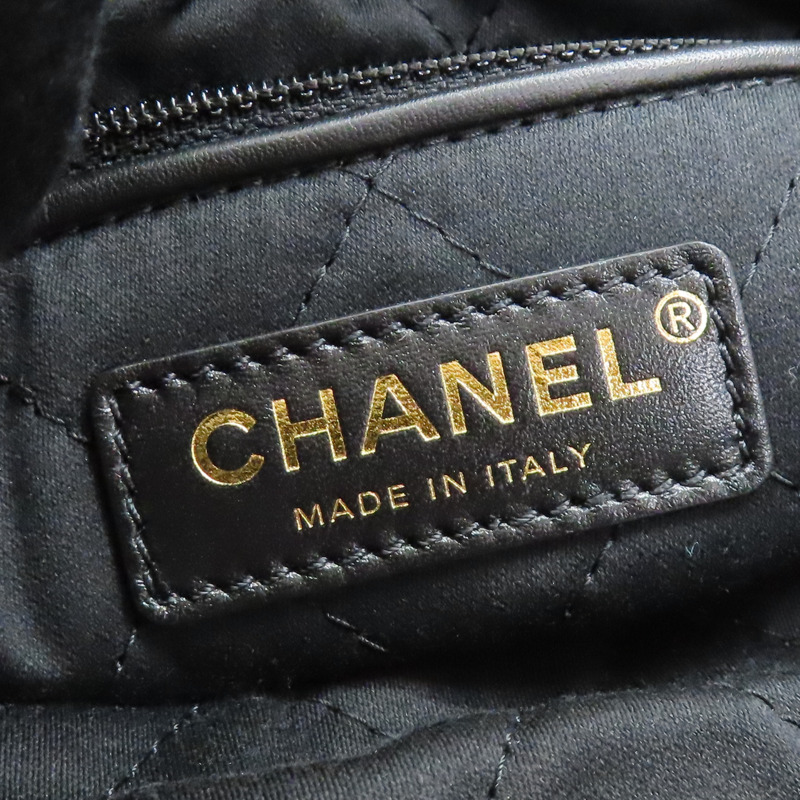 黑色 皮革 CHANEL 22 鍊帶 後背包-7