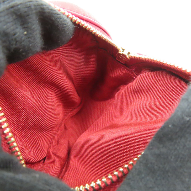 紅色 菱格紋 牛皮 腰包 無卡-9