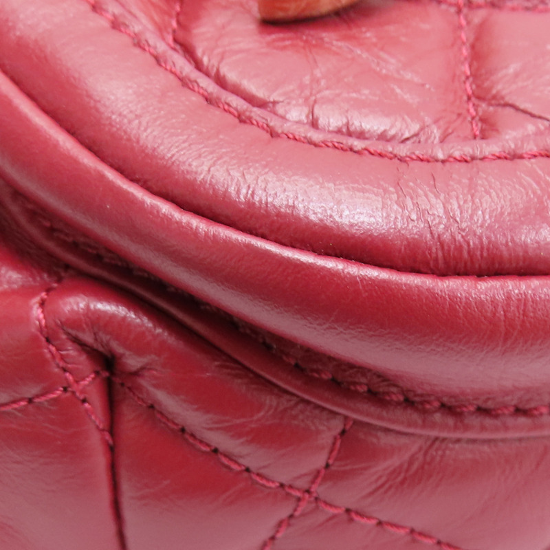 紅色 菱格紋 牛皮 腰包 無卡-13