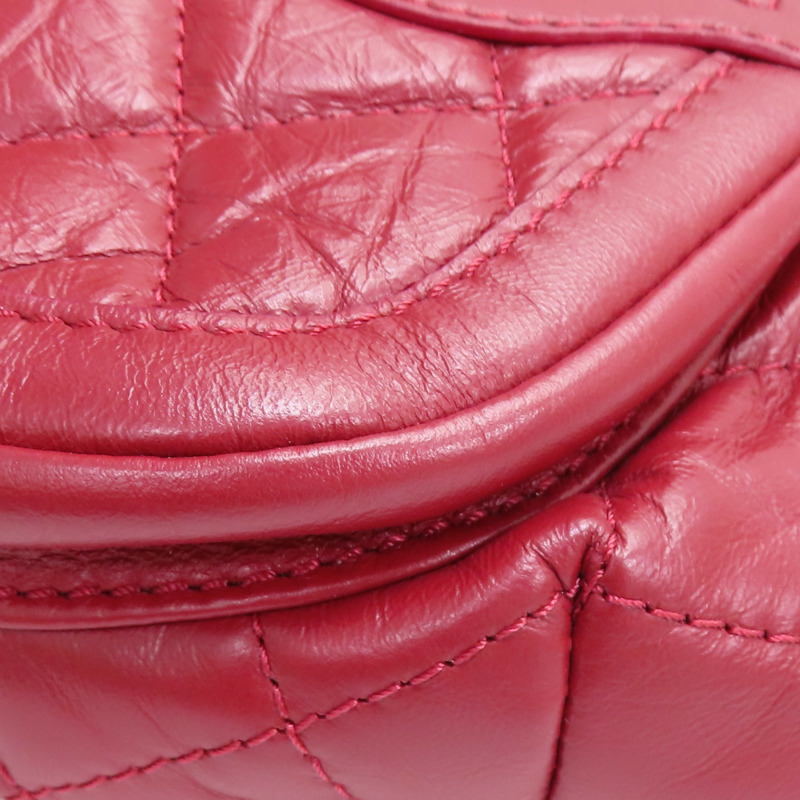 紅色 菱格紋 牛皮 腰包 無卡-14