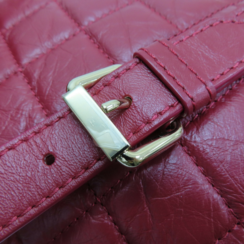 紅色 菱格紋 牛皮 腰包 無卡-17