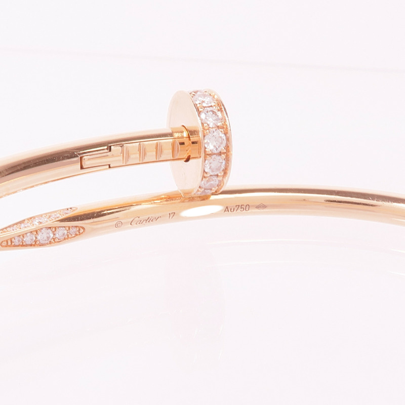 CARTIER 18K玫瑰金Juste Un Clou鑽石手鐲Cartier#17-4