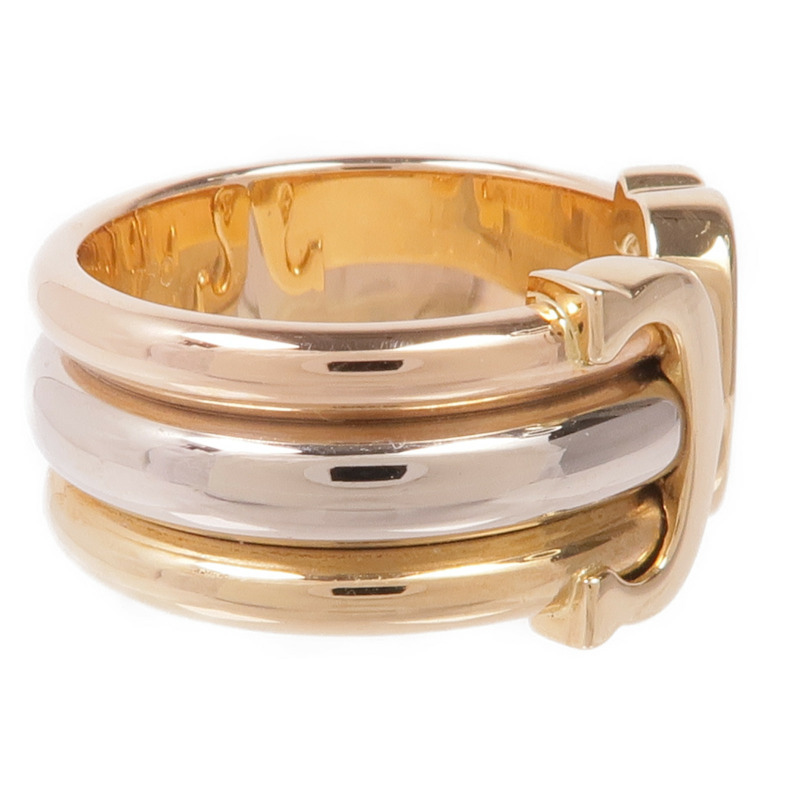 CARTIER 18K黃金/白金/玫瑰金Trinity Double C戒指Cartier#49/US#5-3