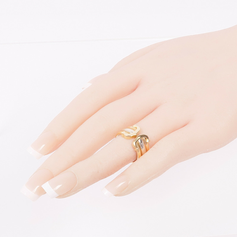 CARTIER 18K黃金/白金/玫瑰金Trinity Double C戒指Cartier#49/US#5-6
