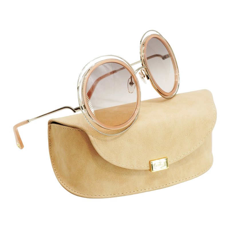 Chloe 壓克力雙圈太陽眼鏡(粉)-4