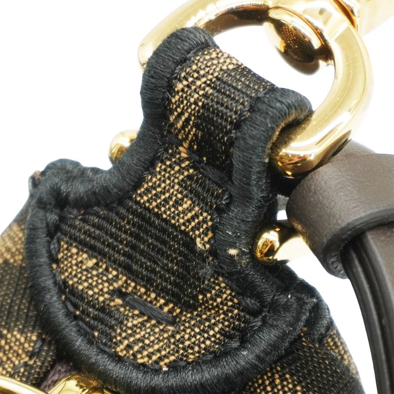 Fendi 展示品 Mini Graphy 復古金logo緹花布彎月二用包(8BS081-咖)-5