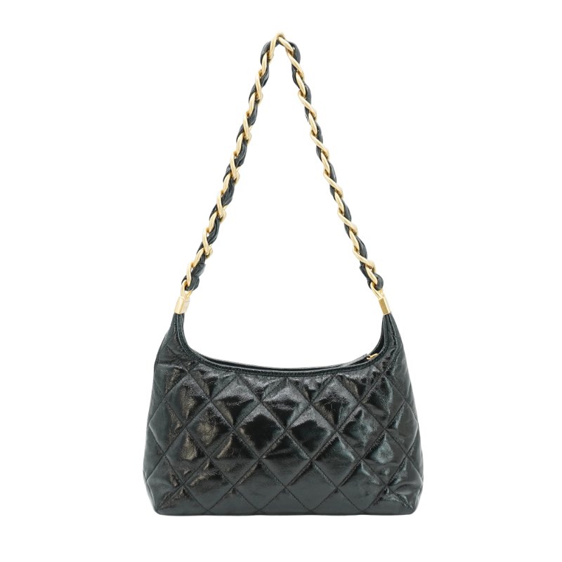 Chanel 油臘羊皮粗鍊肩背Hobo包(AS4912-黑)-2